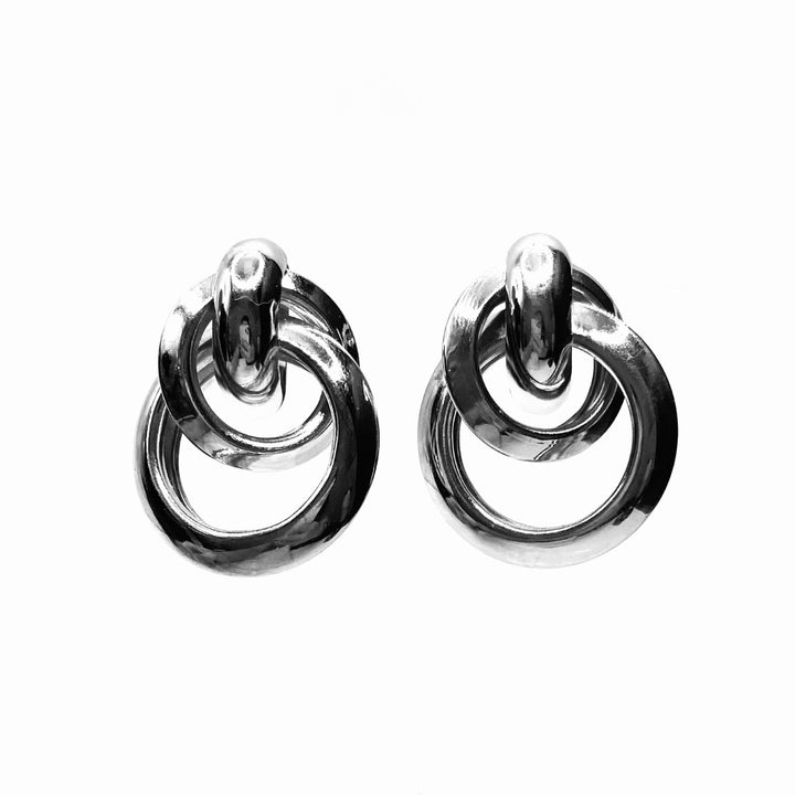 Earring Metal Design Shiny Silver 1.25"