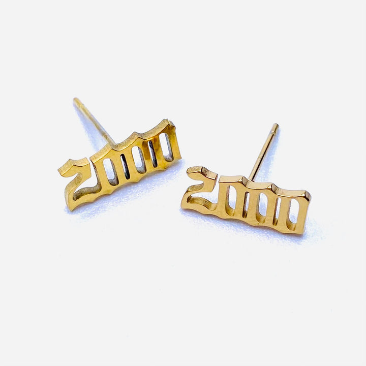 Earring Stud Metal Year Gold