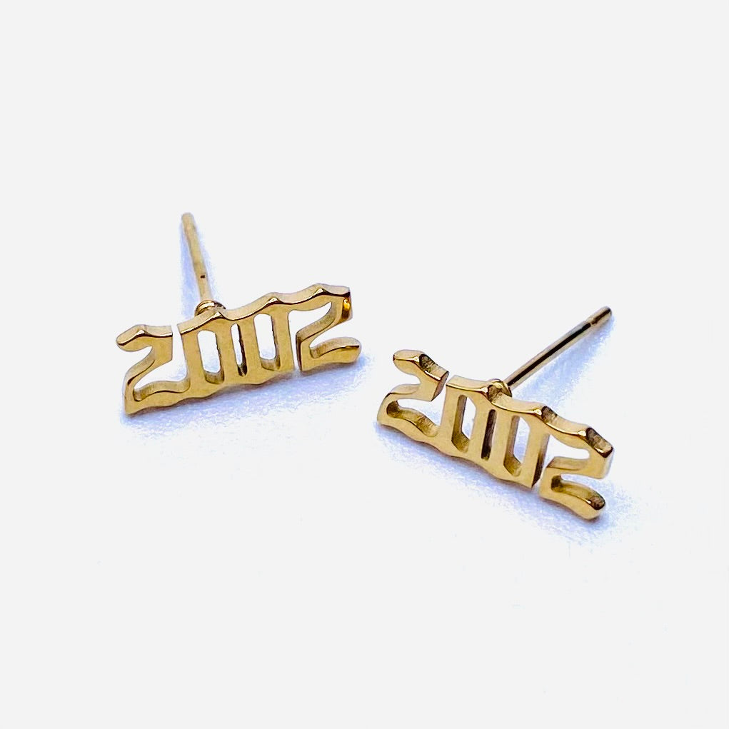 Earring Stud Metal Year Gold