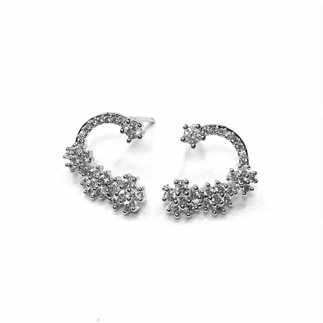 Earring Cubic Zirconia Pave Floral