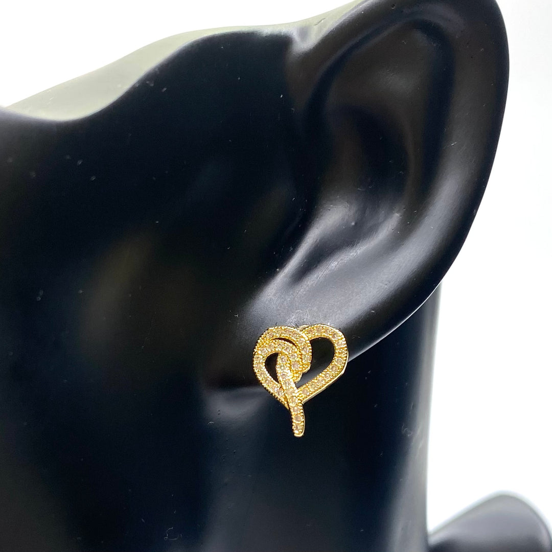 Earring Cubic Zirconia Pave Heart