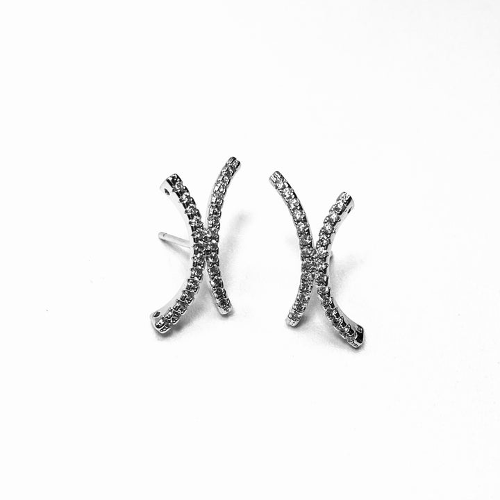 Earring Cubic Zirconia Pave Lines