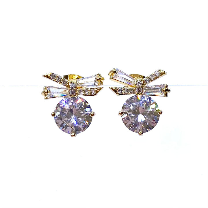 Earring Cubic Zirconia Circle Bow