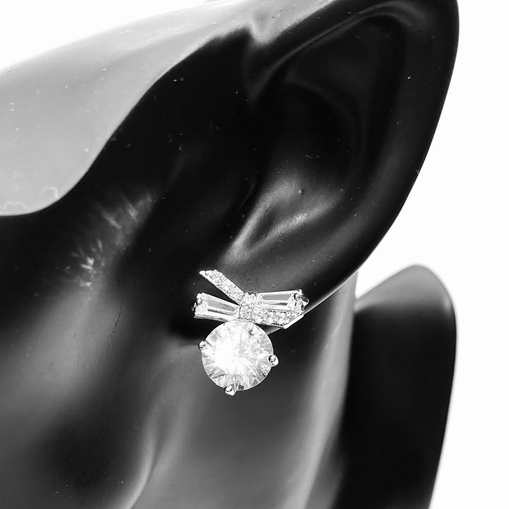 Earring Cubic Zirconia Circle Bow