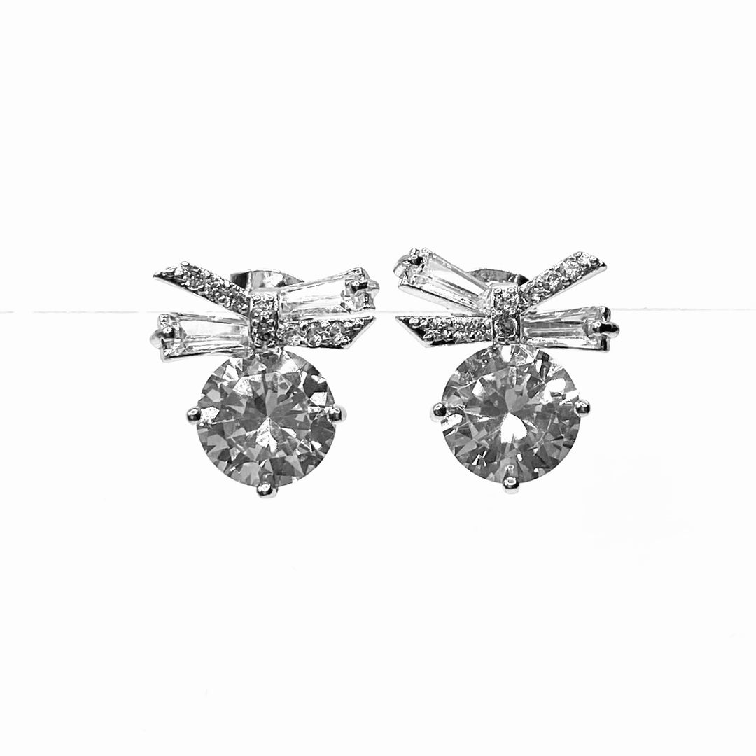 Earring Cubic Zirconia Circle Bow