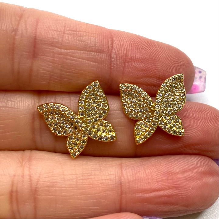 Earring Cubic Zirconia Pave Butterfly