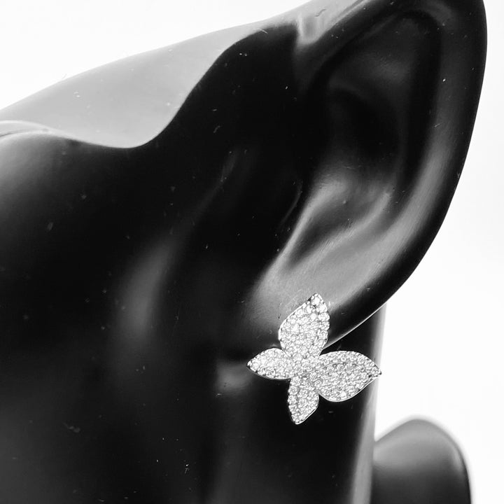 Earring Cubic Zirconia Pave Butterfly