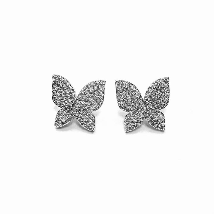 Earring Cubic Zirconia Pave Butterfly