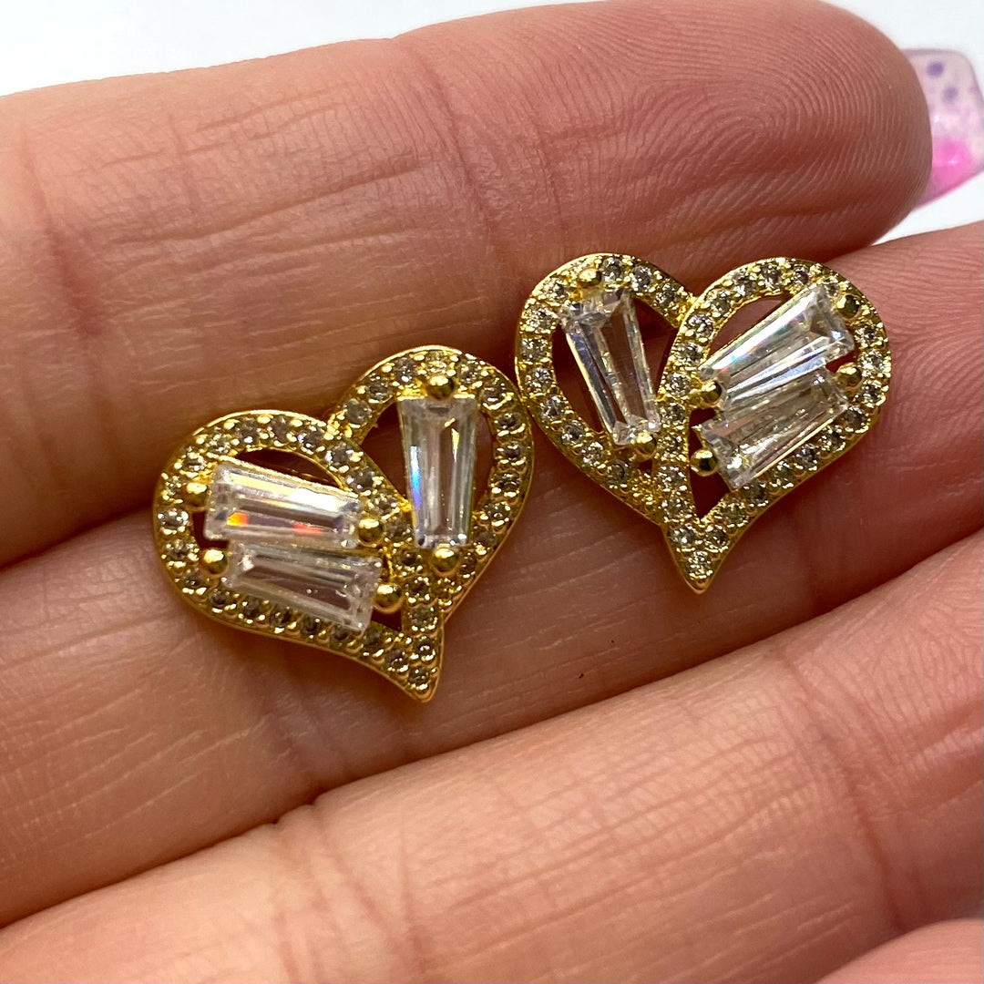 Earring Cubic Zirconia Pave Heart