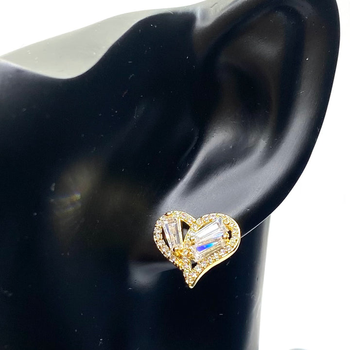 Earring Cubic Zirconia Pave Heart