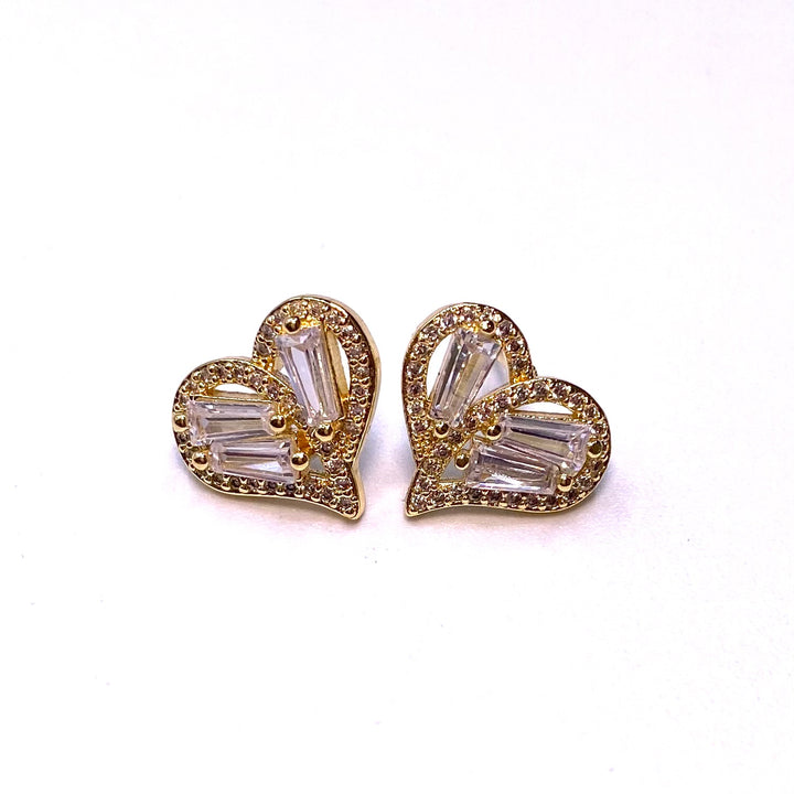 Earring Cubic Zirconia Pave Heart