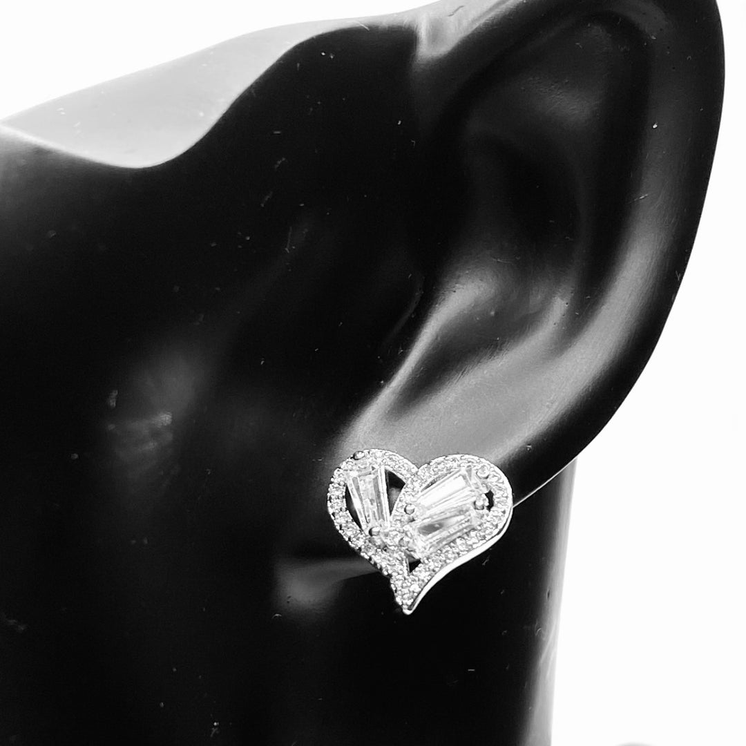 Earring Cubic Zirconia Pave Heart