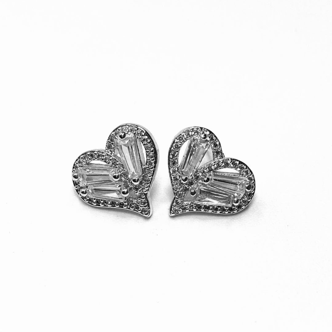 Earring Cubic Zirconia Pave Heart