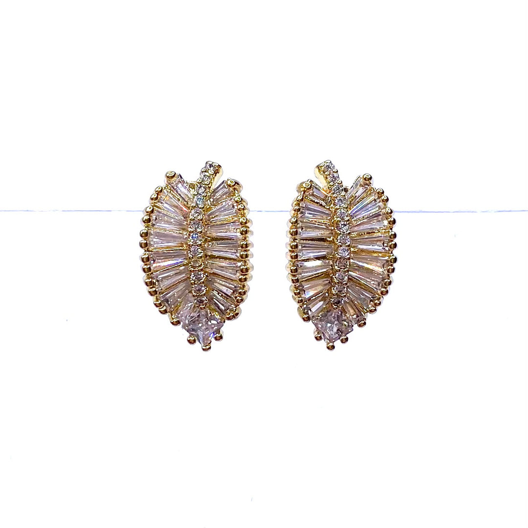 Earring Cubic Zirconia Leaf Design