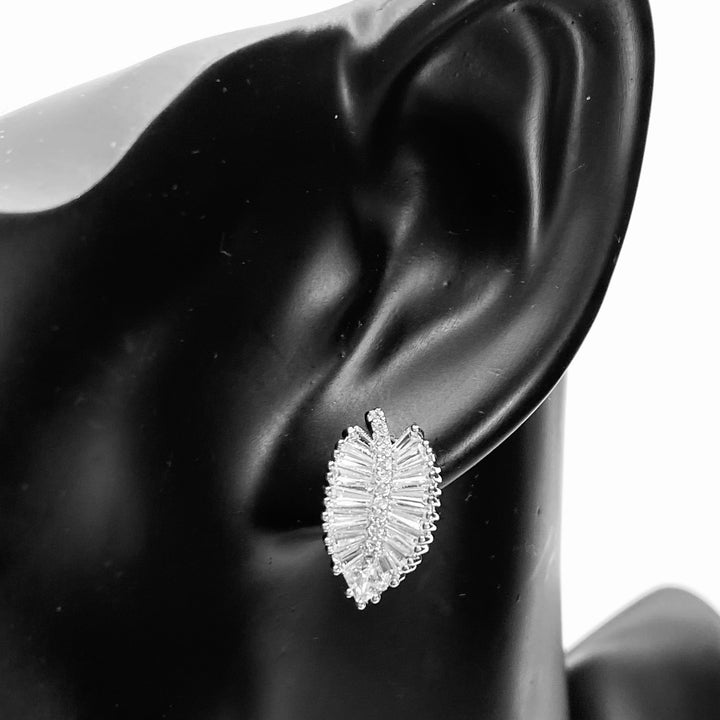 Earring Cubic Zirconia Leaf Design