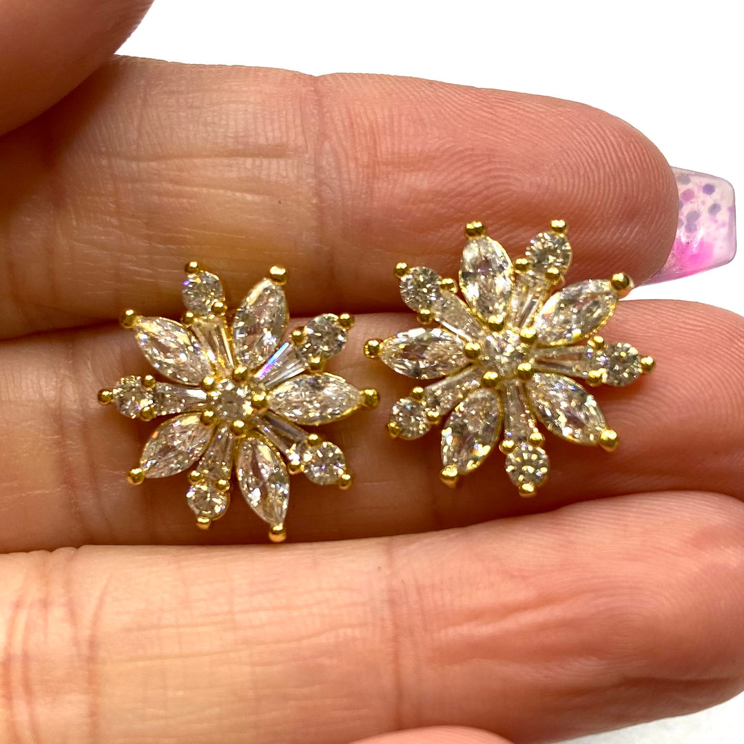 Earring Cubic Zirconia Snowflake Flower