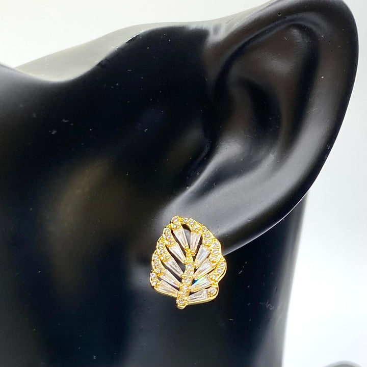 Earring Cubic Zirconia Leaf Design