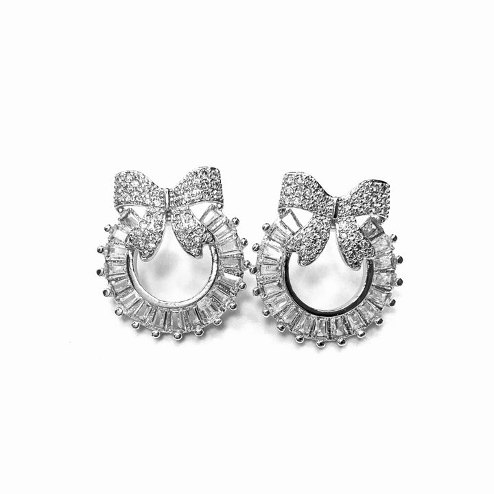 Earring Cubic Zirconia Bow Circle