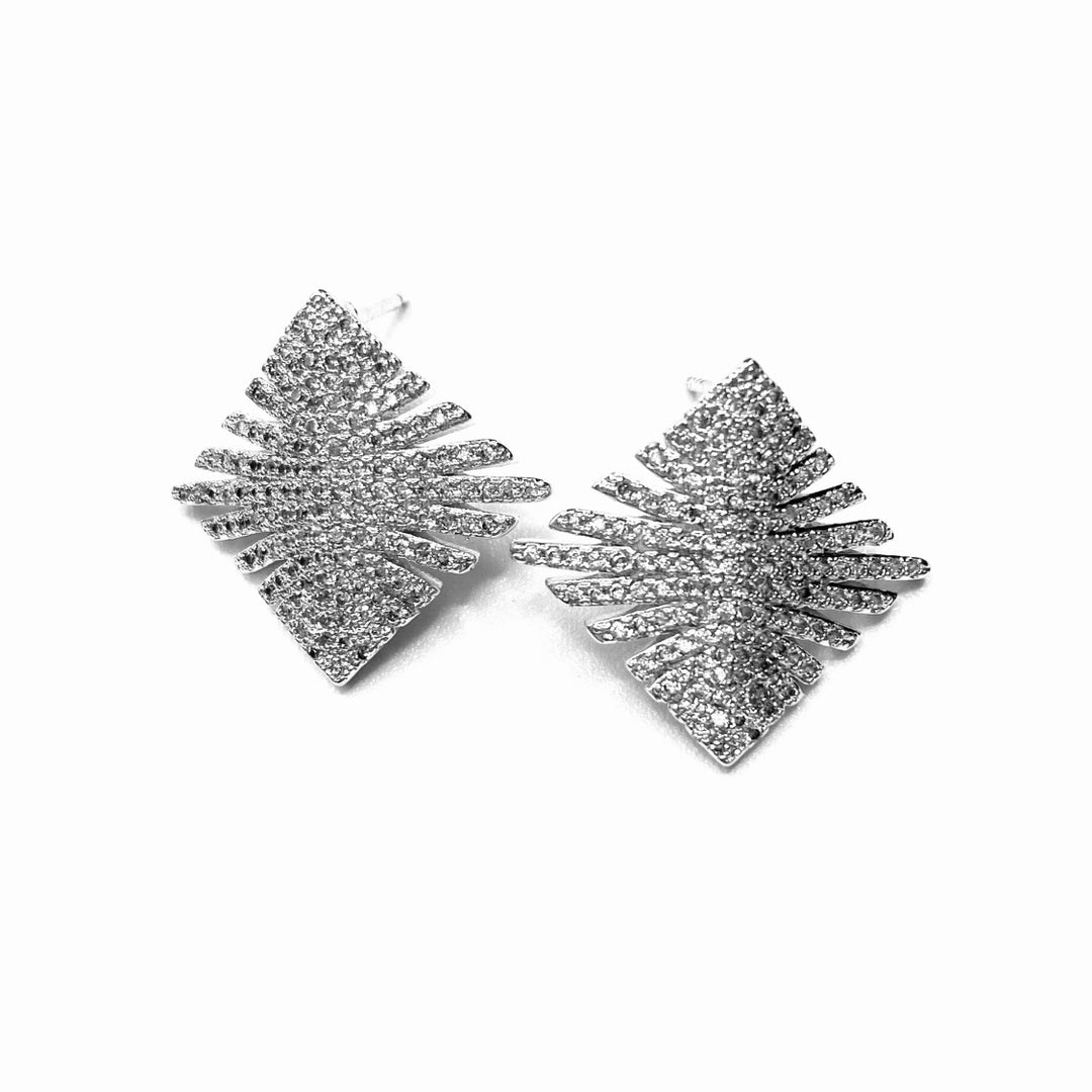 Earring Cubic Zirconia Pave Diamond Lines