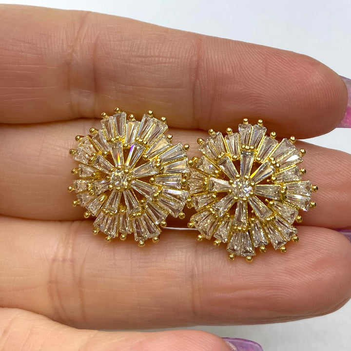 Earring Cubic Zirconia Circle Starburst