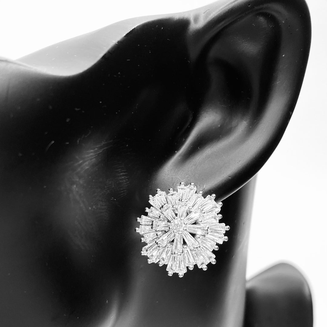 Earring Cubic Zirconia Circle Starburst