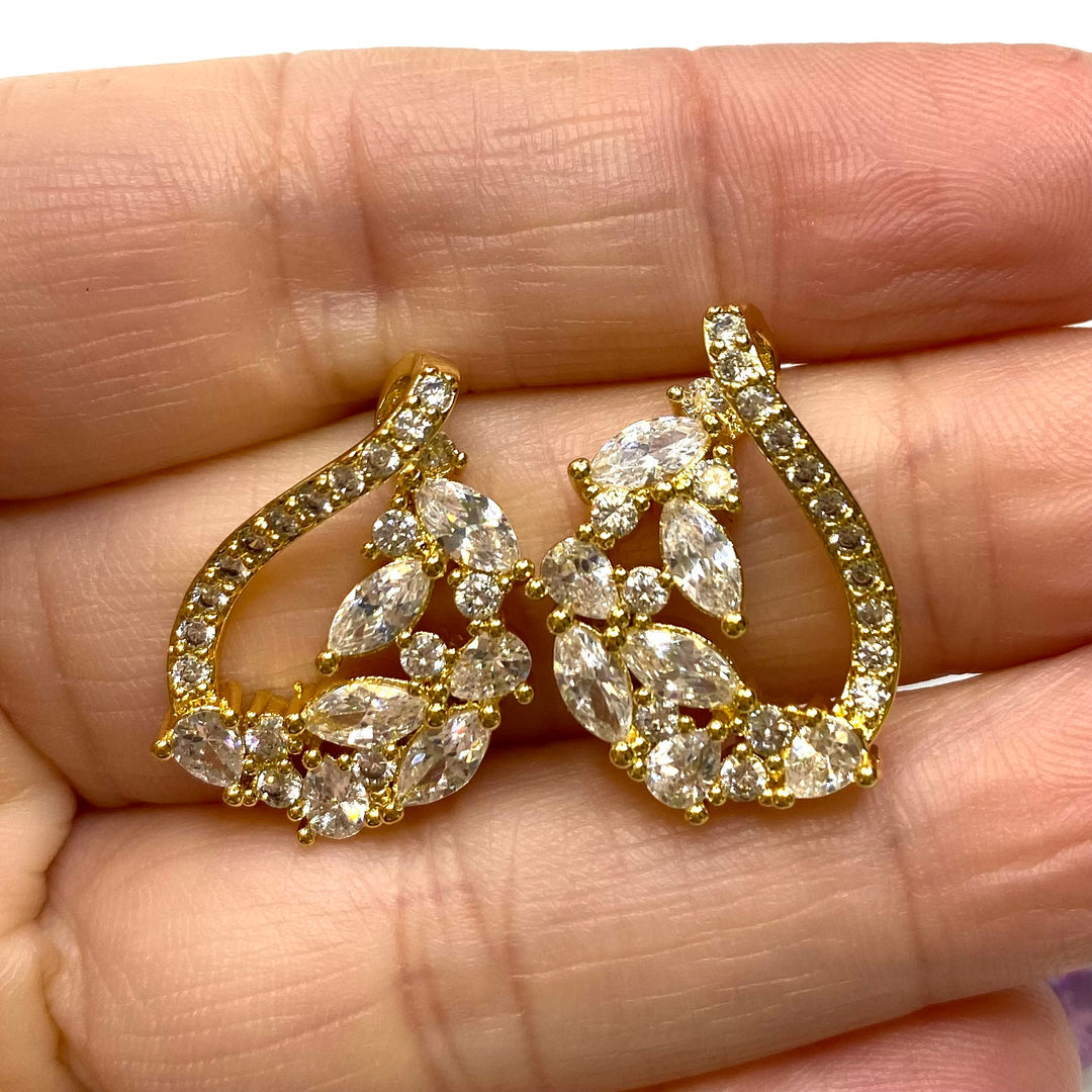 Earring Cubic Zirconia Floral Tear Design