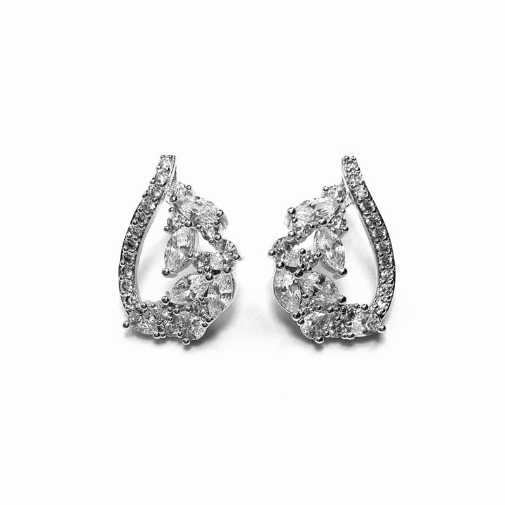 Earring Cubic Zirconia Floral Tear Design