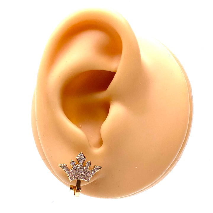 Earring CLIP on Crown Rhinestone