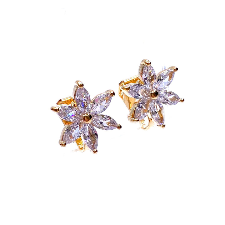 Earring CLIP on Flower Rhinestone