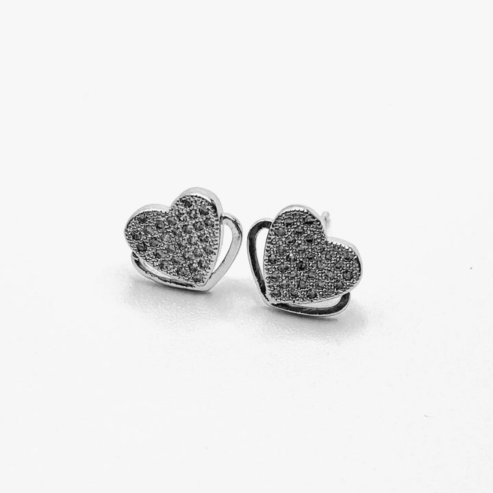 Earring Stud Rhinestone Heart