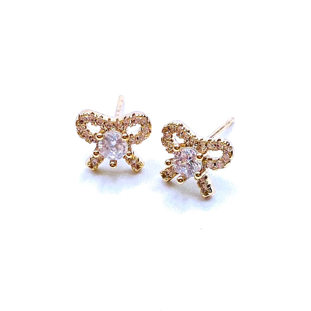 Earring Stud Rhinestone Bow