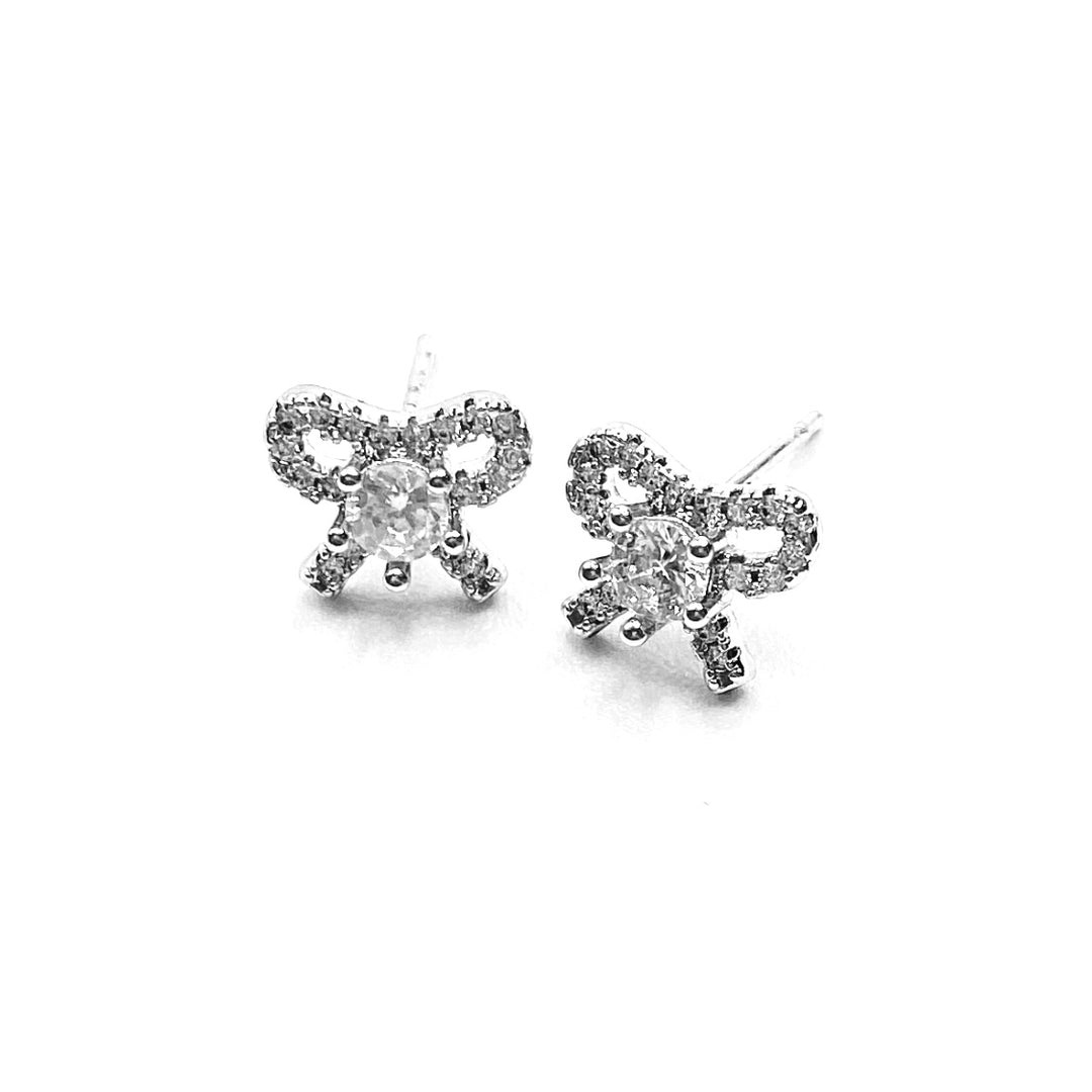 Earring Stud Rhinestone Bow