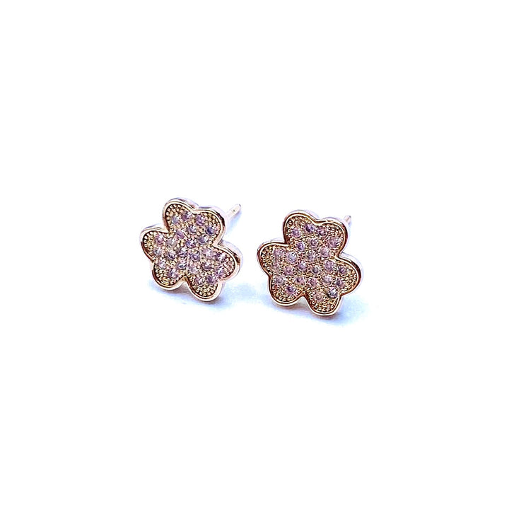 Earring Stud Rhinestone Clover