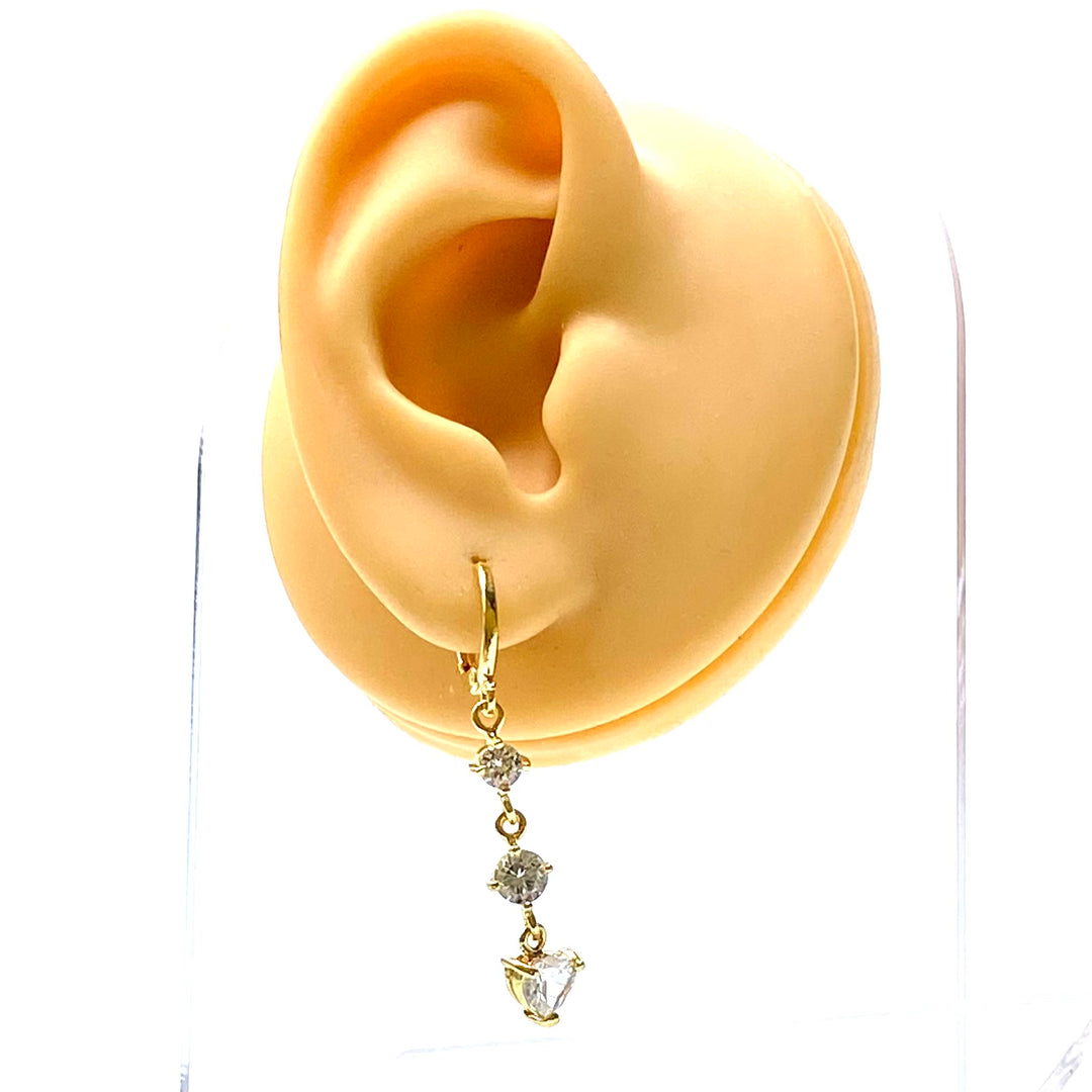 Earring Rhinestone Hang Gold