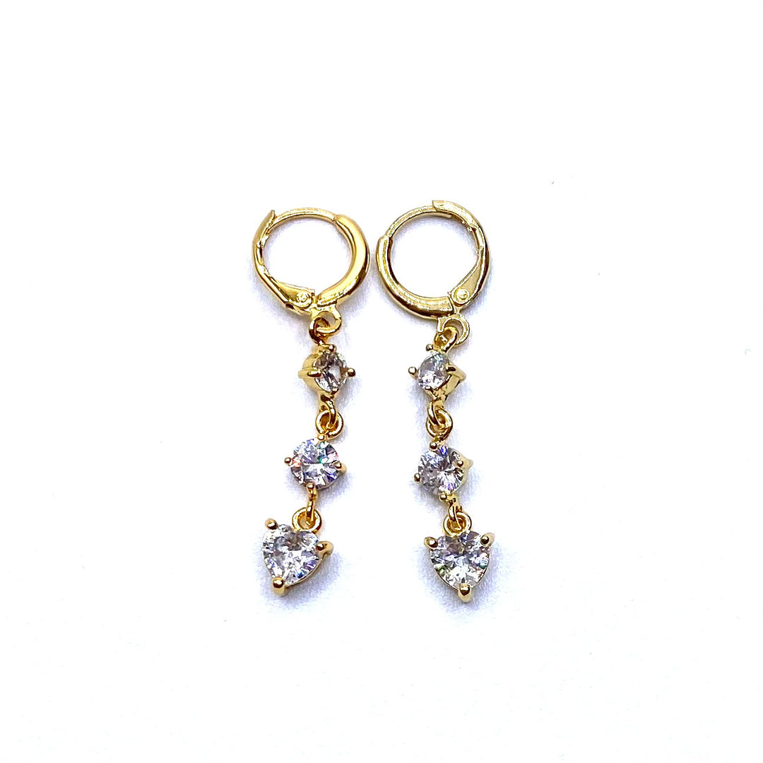 Earring Rhinestone Hang Gold