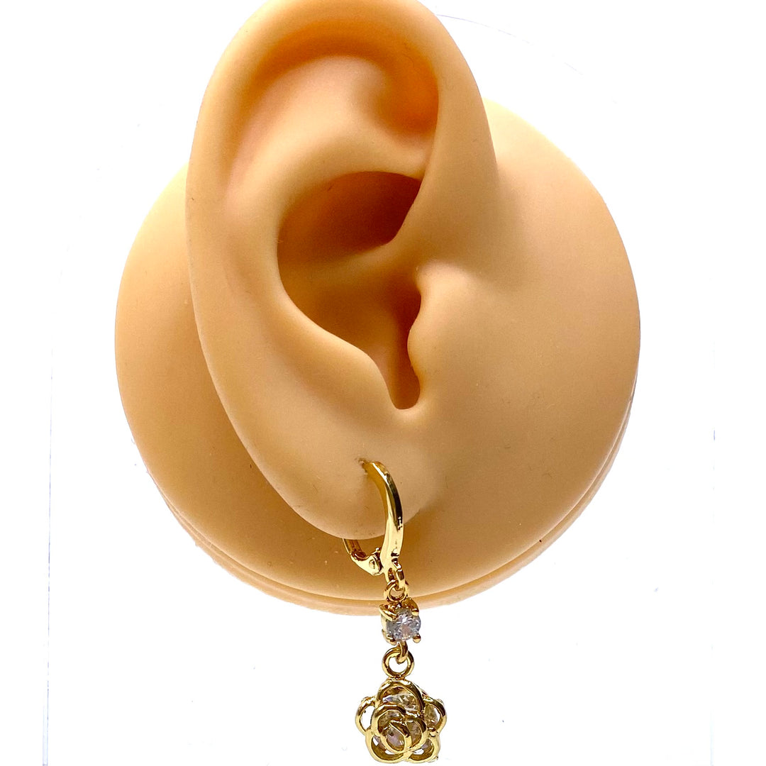 Earring Rhinestone Hang Rose