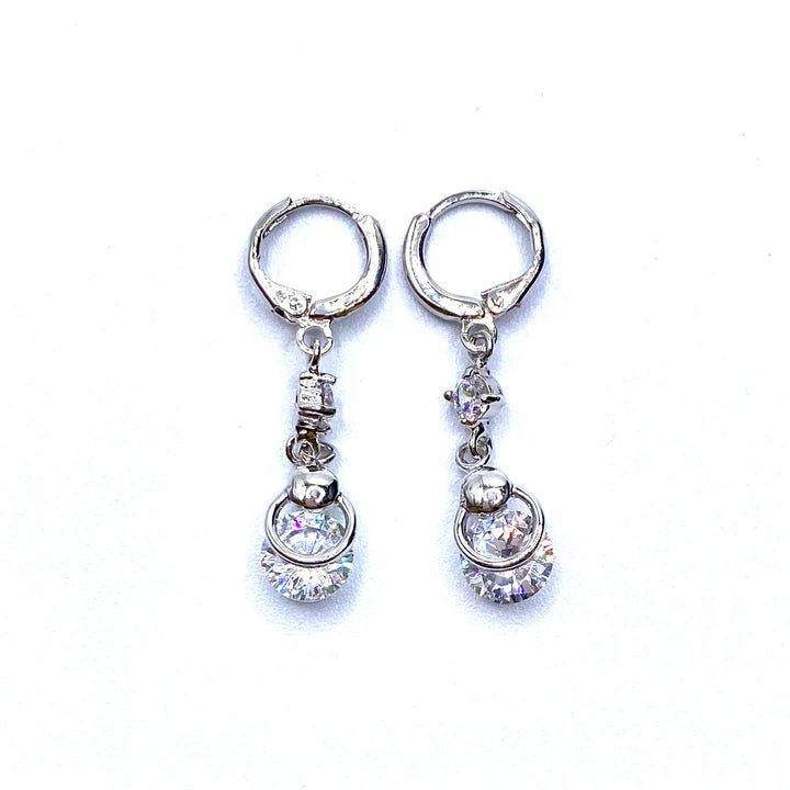 Earring Rhinestone Hang Silver