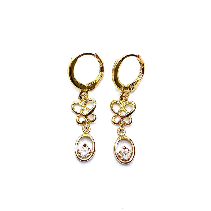 Earring Rhinestone Butterfly Gold