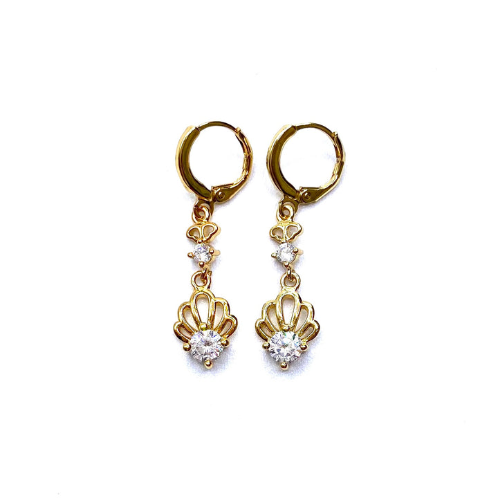 Earring Rhinestone Shell Gold