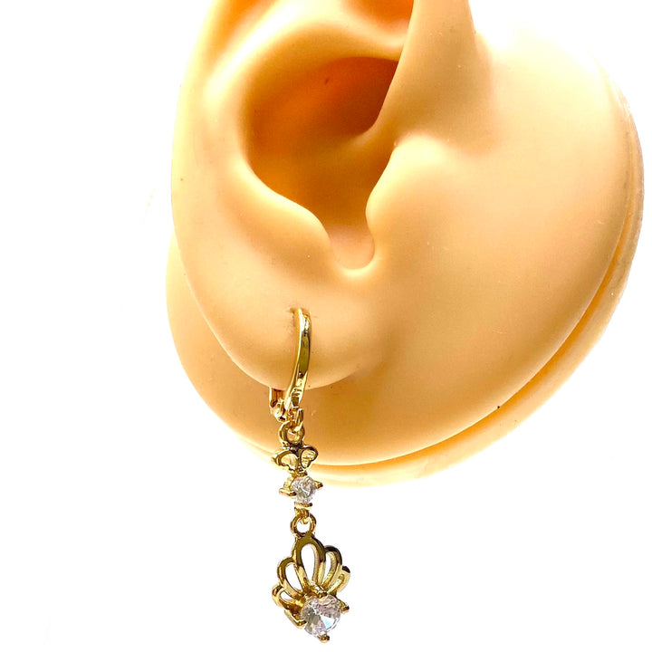 Earring Rhinestone Shell Gold