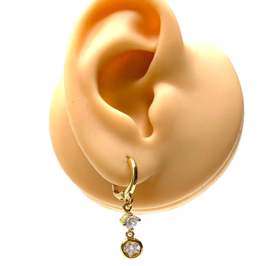 Earring Rhinestone Hang Gold