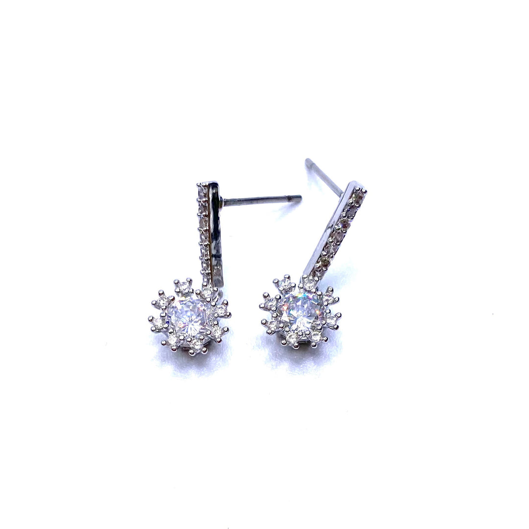 Earring Cubic Zirconia Silver Starburst