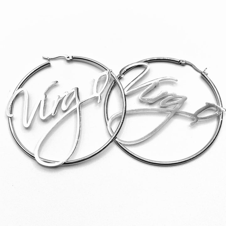 Earring Hoop Zodiac Word Silver