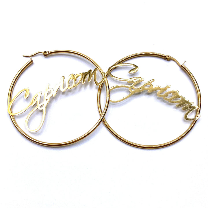 Earring Hoop Zodiac Word Gold