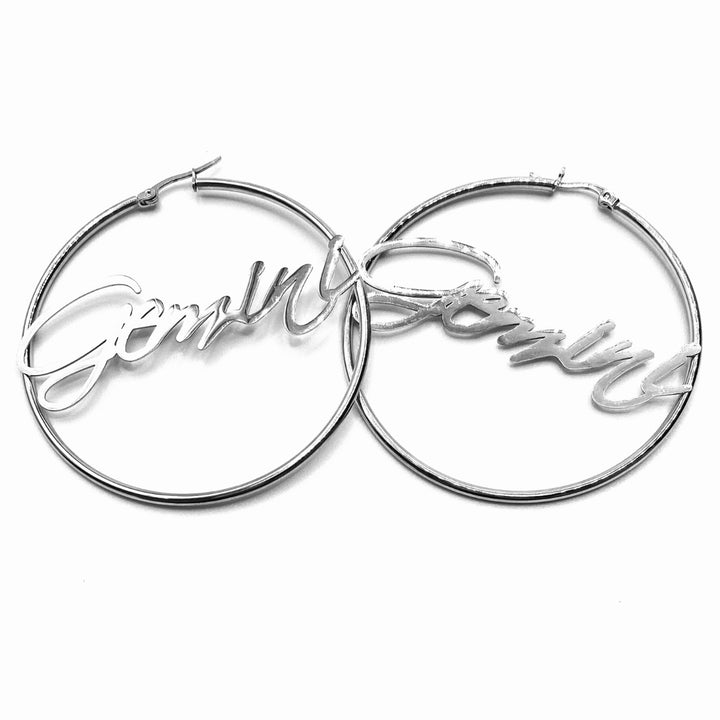 Earring Hoop Zodiac Word Silver