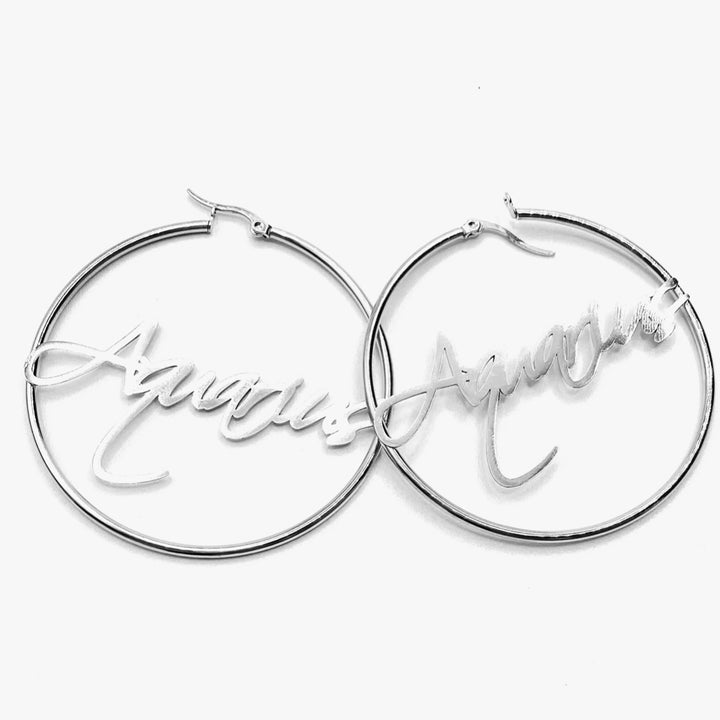 Earring Hoop Zodiac Word Silver