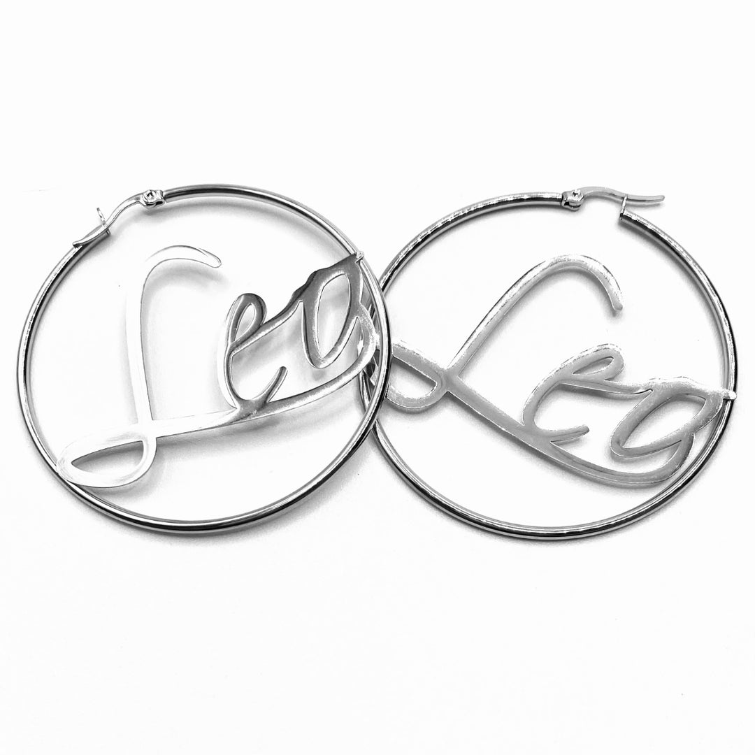 Earring Hoop Zodiac Word Silver