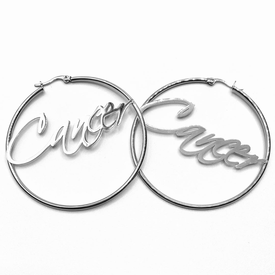 Earring Hoop Zodiac Word Silver