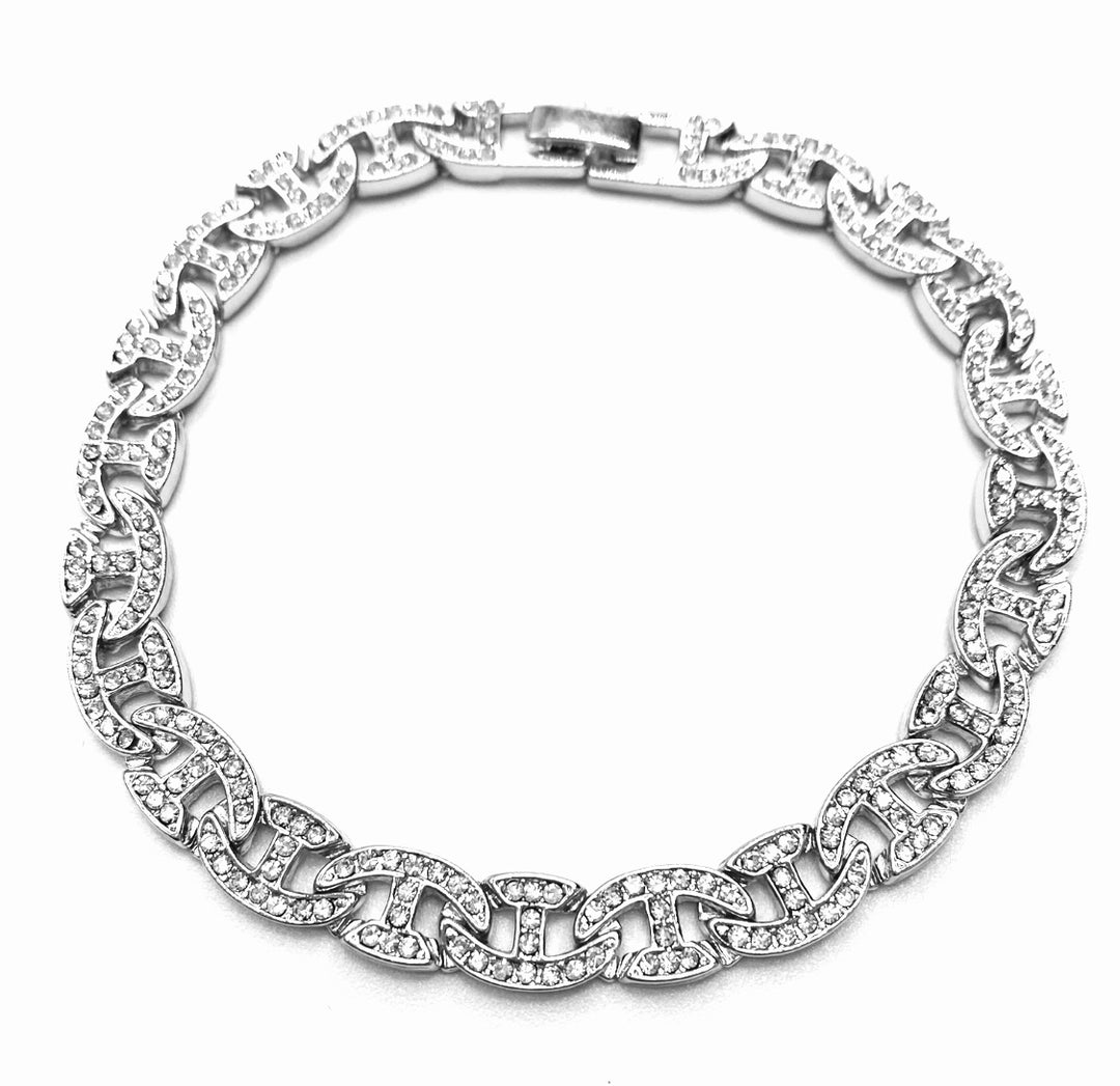 Bracelet Rhinestone Oval Flat Small-Large