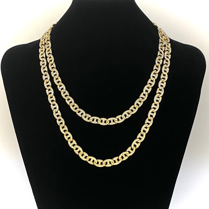 Necklace Rhinestone Link .3 inch Gold